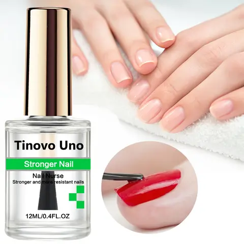 Tinovo Uno Stronger Nail Strengthener 클리어 천연 드라이 네일 하드너 브라이트 오일 폴리쉬 탑 코트 수리용 얇은 부드러운 손톱