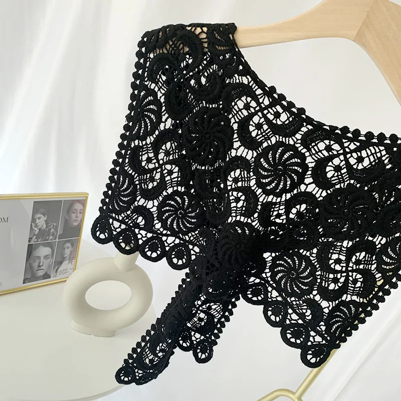 Fashion Small Shawl and Triangle  Palace Style Women False Fake Collar Hollow Out Crochet Lace Half Shirt Necklace Shawl Bowtie