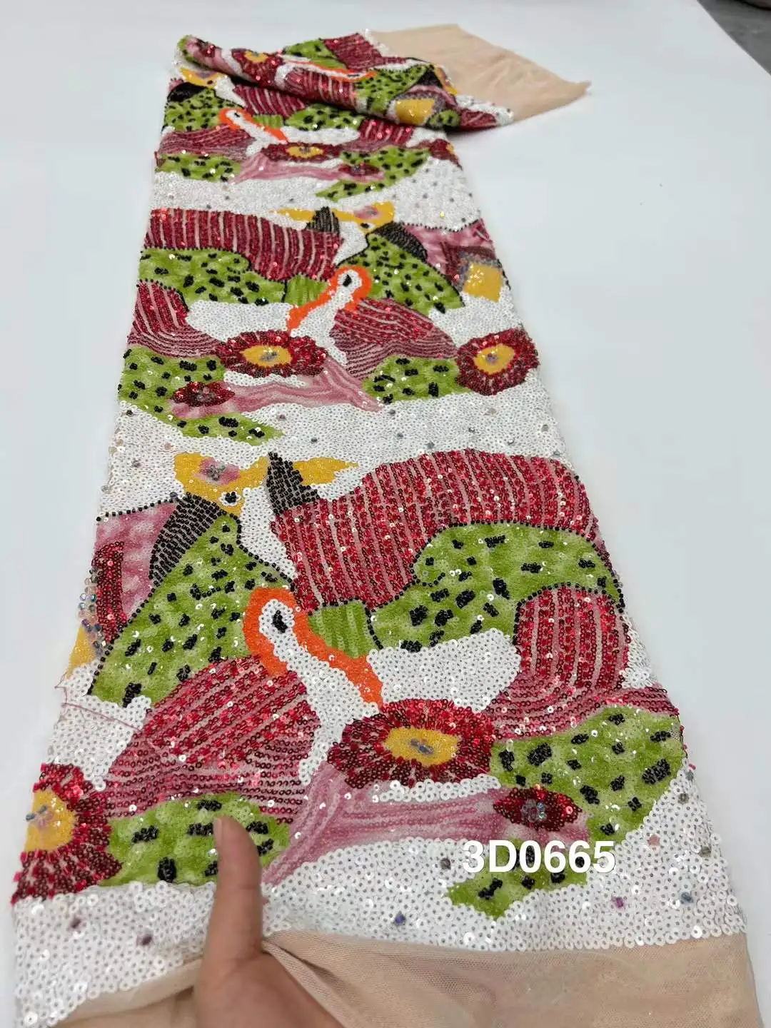 

Элегантная кружевная ткань 2026: высококачественное французское кружево с цветочным узором, пайетками и вышивкой бисером на тюле для вечерних и свадебных платьев, 5 ярдов