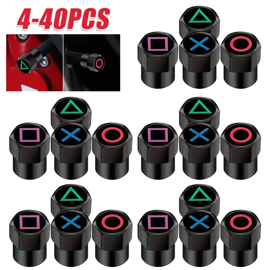 

4-40Pcs Car Wheel Tire Valve Caps Dustproof Game Button Symbol Tyre Stem Air Cover Aluminum Tire Valve Caps Car Styling