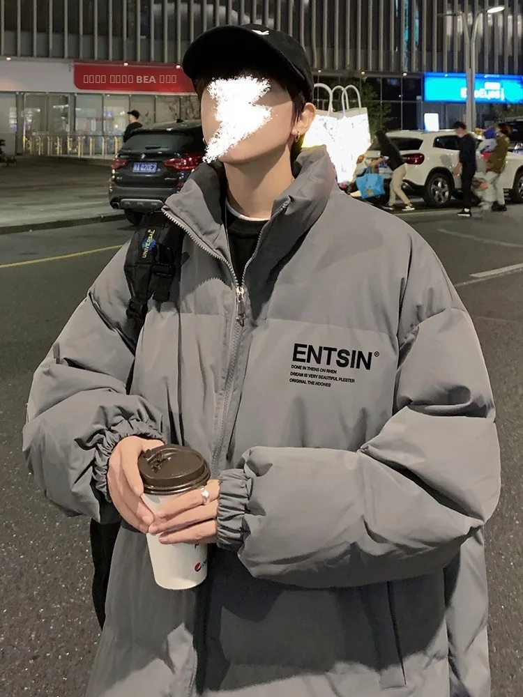 

Мужская зимняя утепленная куртка-пуховик с флисовой подкладкой, американского стиля, из хлопка, теплая, молодежная, повседневная, с длинными рукавами, на молнии