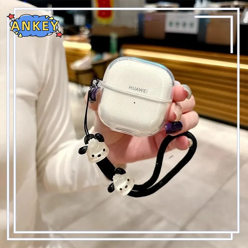 

Чехол для Huawei FreeClip 2, защитный прозрачный чехол из ТПУ, чехол для наушников Bluetooth, портативный чехол для наушников со шнурком