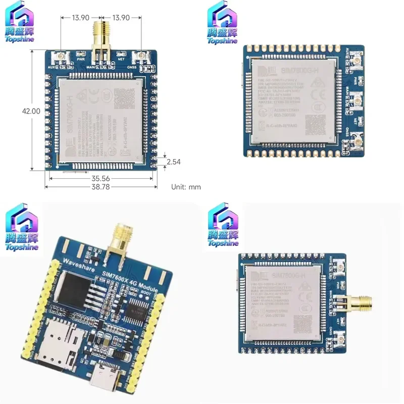Module de communication 4G SIM7600G-H, communication mondiale multibandes, compatible avec 4G/3G/2G avec positionnement GNSS
