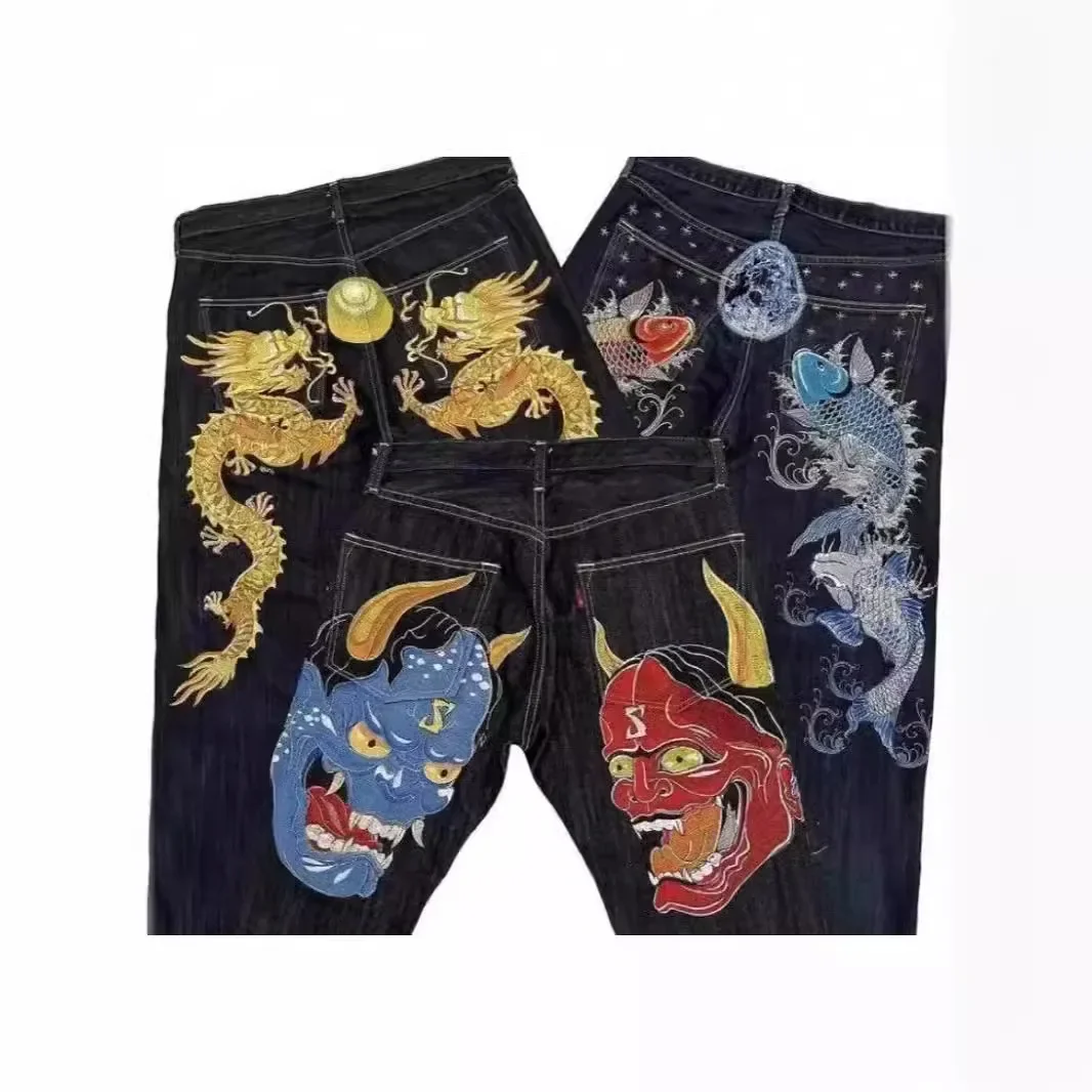 American High Street Retro Hip Hop Embroidered Straight Jeans Men's Fashionable Casual Versatile Slim Jeans jeans for men
