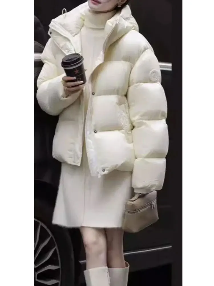 

Ультратонкое белое пуховое хлопковое женское пальто свободного кроя Thiened, новое зимнее пальто в Корейском стиле с застежкой-молнией