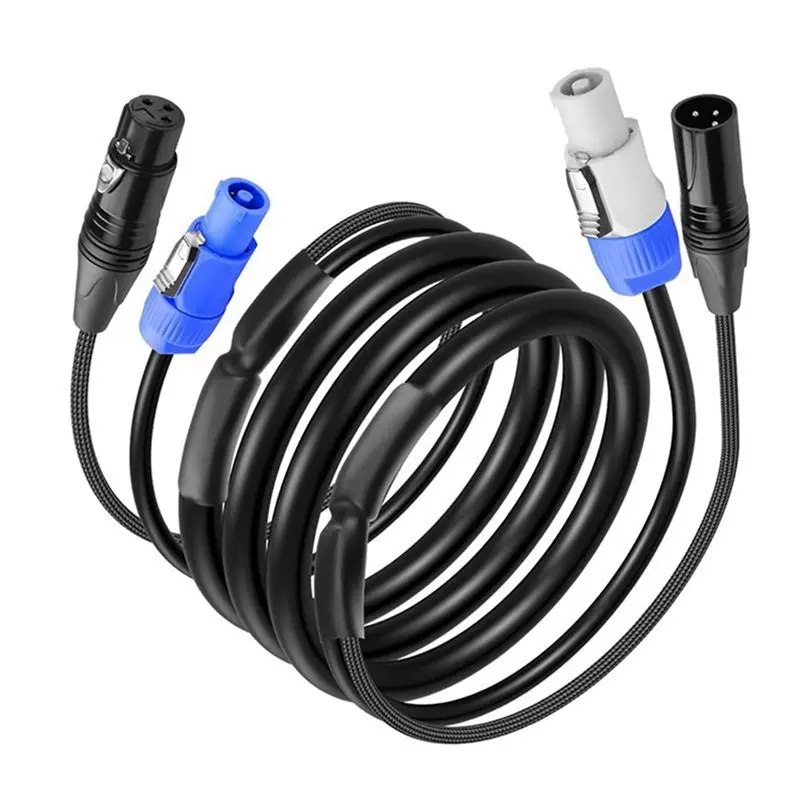 

A96T 10FT DMX512 Extension Cable, AC Power DMX512 3Pin XLR Signal Combo Cables For Stage Lighting, Concerts, Events