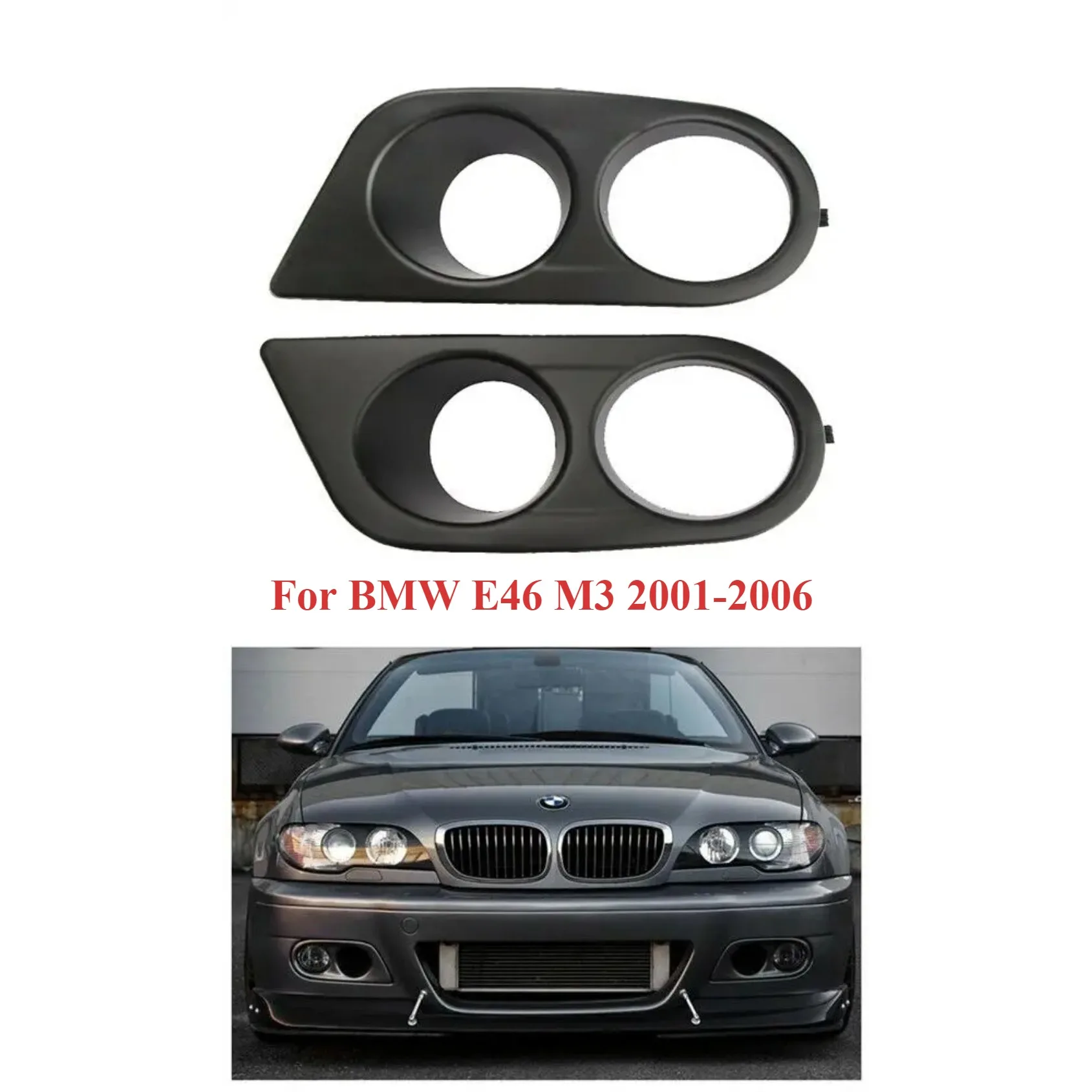 2x Osłona lampy przeciwmgielnej przedniego zderzaka do BMW E46 M3 2001 2002 2003 2004 2005 2006, samochodowa kratka z dwoma otworami, wlot powietrza, styl wyścigowy — 2