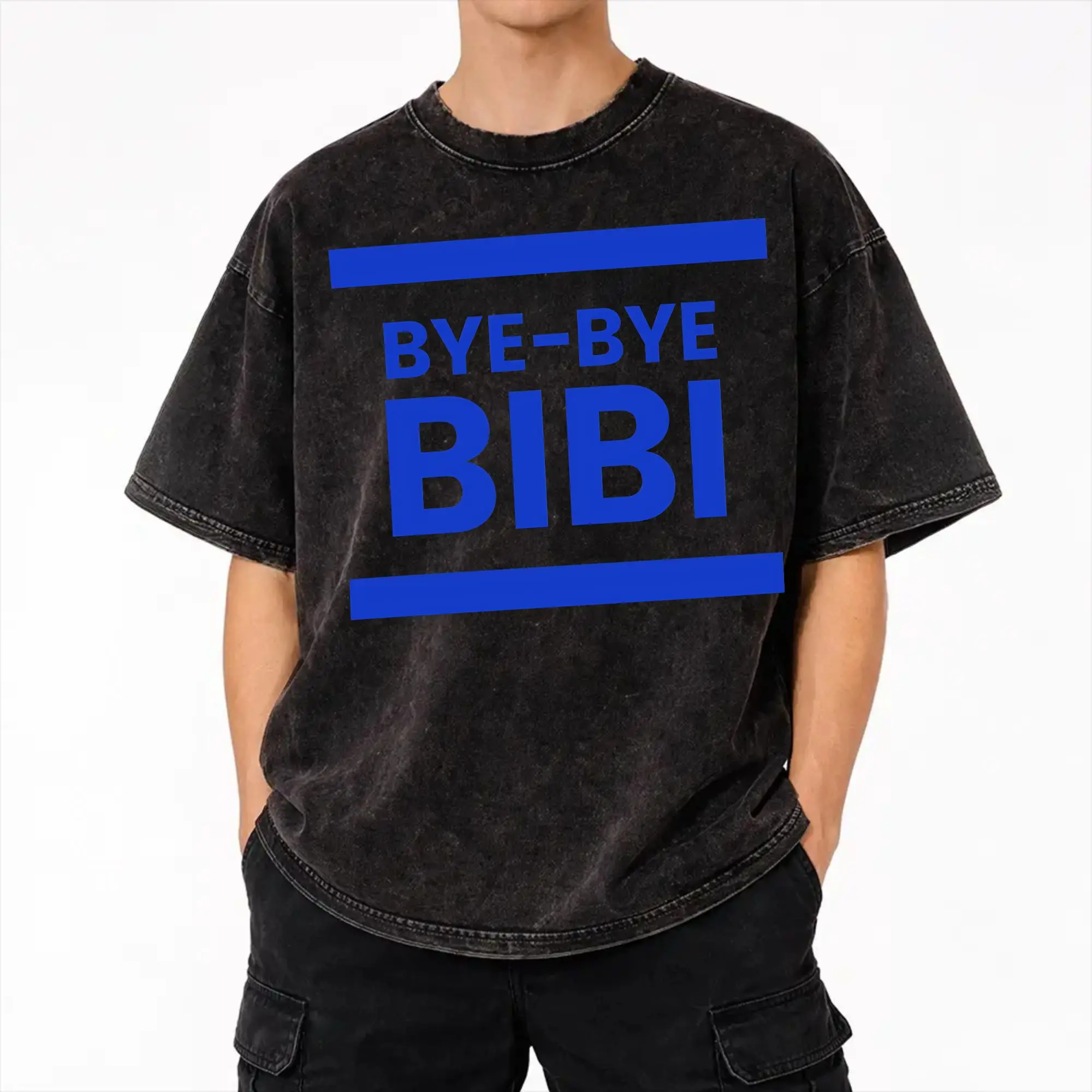 Summer BYE-BYE BIBI Benjamin Netanyahu Leaves Office  Washed Shirt Outfit Harajuku T-Shirt  Men Women Tee