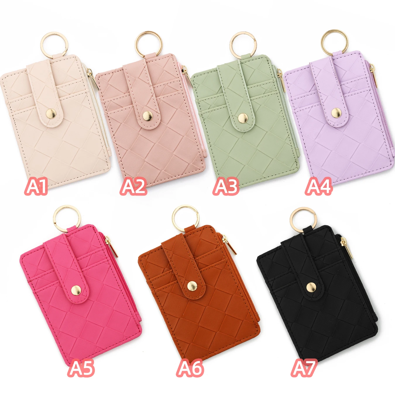 2025 New Arrival PU Leather ID Credit Card Holder Wallet with Wristlet Bangle Silicone Bead Tassel Card Holder Leather Keychain