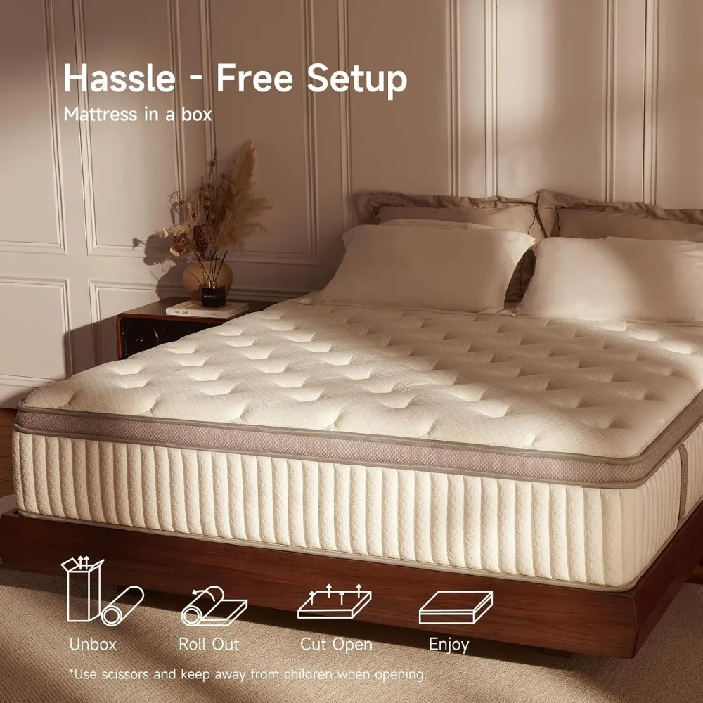 

14" Queen Size Hybrid Mattress with Cooling Gel Memory Foam - Medium Firm for Pressure Relief & In a Box Delivery