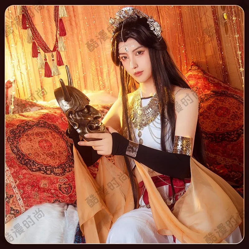 Xie Lian Yue Shen Loulan Cosplay Kostuum Jurk Pruik Schoenen Prop Hanfu Set Anime Tian Guan Ci Fu Xie Lian Hua Cheng Cos Halloween