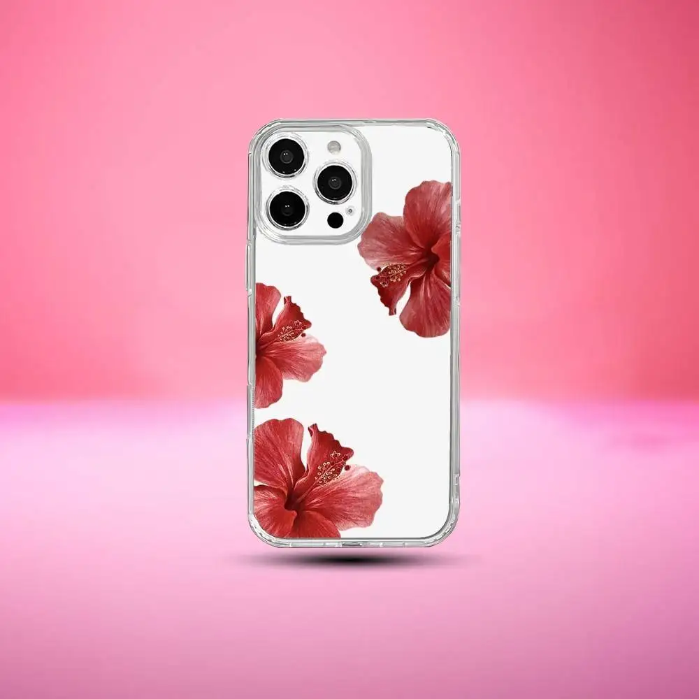 Flores lírio hibiscue beleza caso de telefone para iphone17,16,15,14,13,12,11 plus, pro max, capa transparente de silicone macio