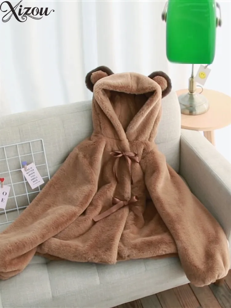 فتاة أفخم المعاطف الدافئة للنساء 2025 الخريف الشتاء طالب لطيف سميكة فو الفراء معطف أزياء السيدات سترة قطن