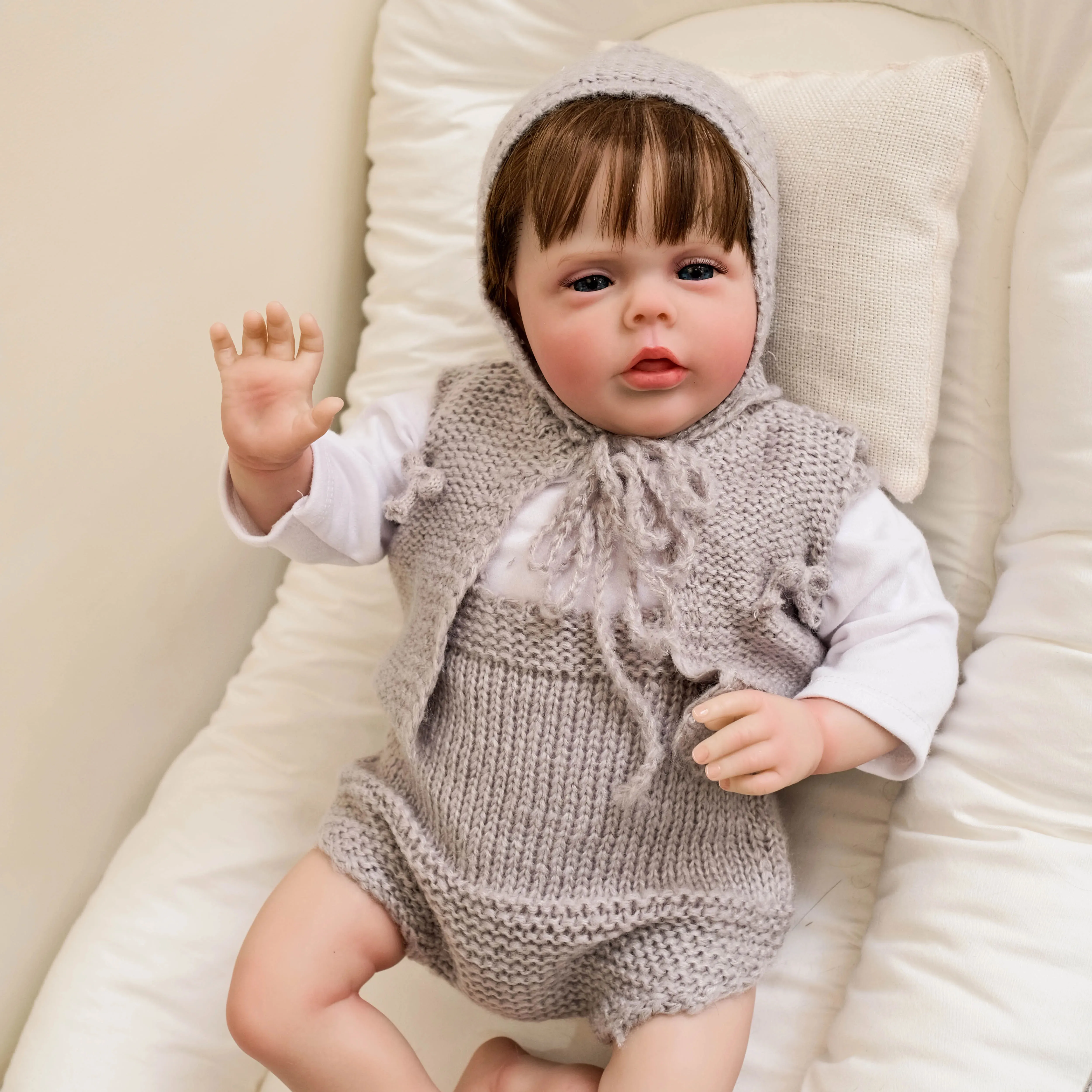 20inch Sherry  Already Painted Lifelike Reborn Doll Soft Touch 3D Skin Visible Veins With Hand Root Hair Baby