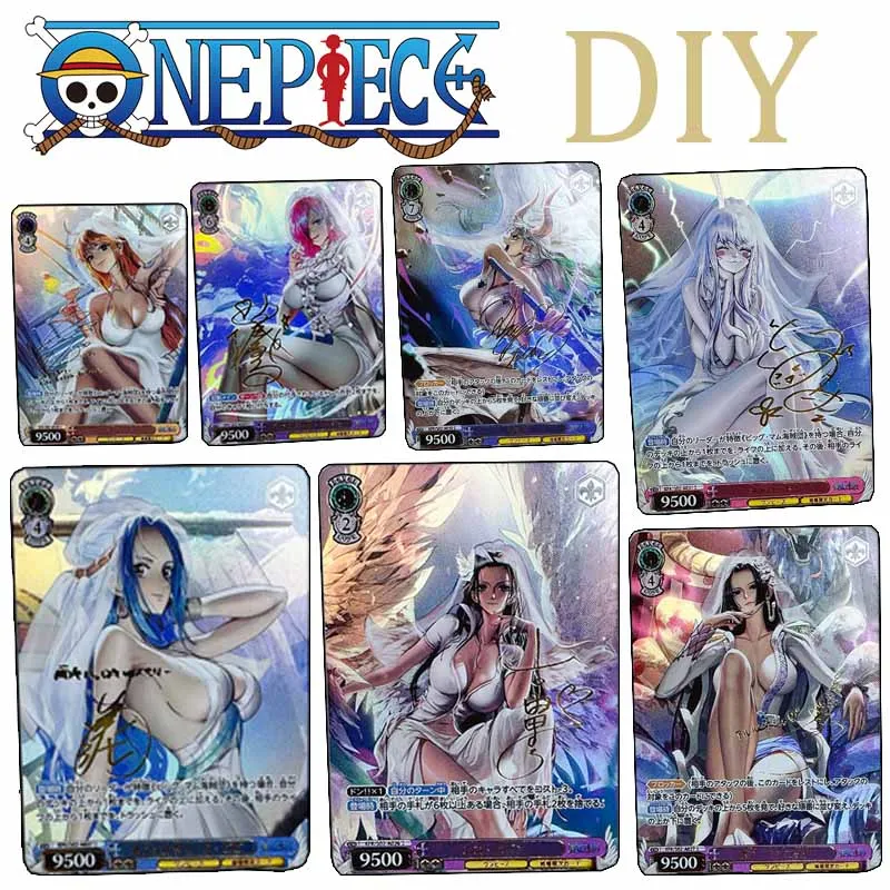 One Piece Christmas Birthday Gift Refraction Glitter Collectible Cards DIY Hancock Perona Nicole Robin Yamato Vivi Nami