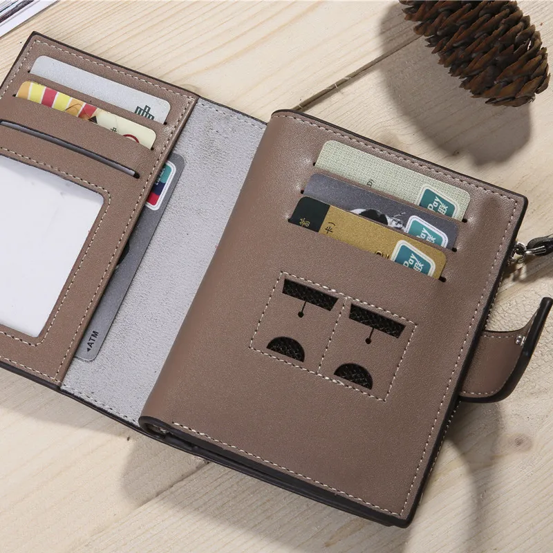 Men's Coin Purse Wallet Coffee Man PU Leather Wallet Zipper Business Card Holder Money Bag Wallet Male