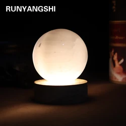 1pc Degaussing Energy Crystal Natural Selenite Ball Atmosphere Lamp USB Interface of Energy-Saving Decorative