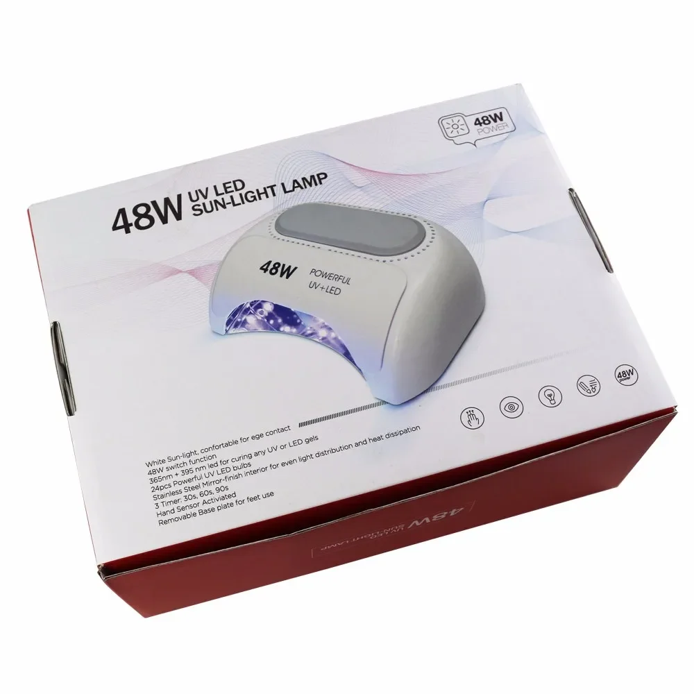 48W Ultraviolet Nail Lamp Professional Dual Chip UV+LED Polish Dryer Timing Hand Sensor Varnish Solidify Manicure For Gel