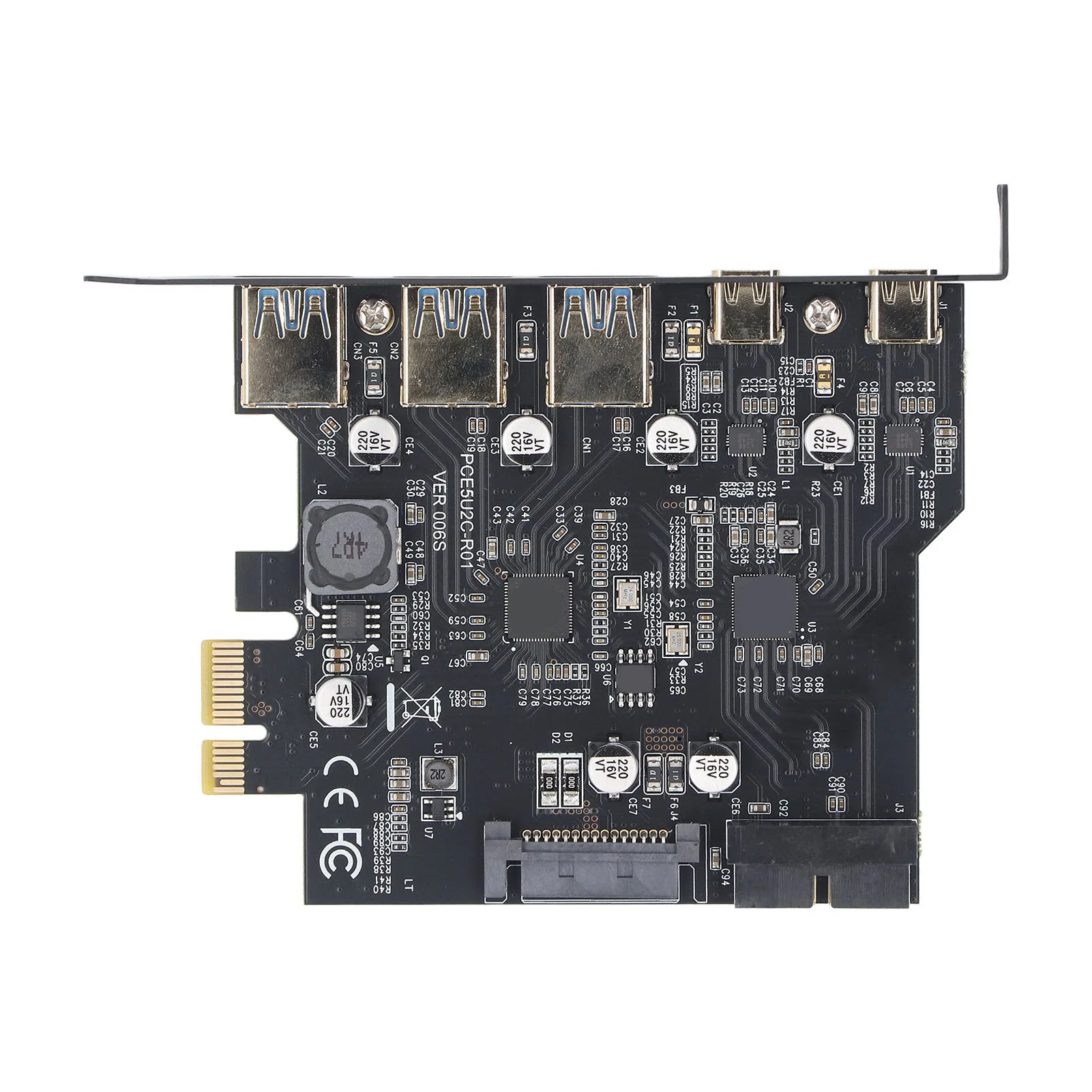 PCIe to USB 3.2 Gen 1 Card 5Gbps 3 USB Type A 2 USB Type C 5-Port PCI Express Expansion Card for Windows for Linux