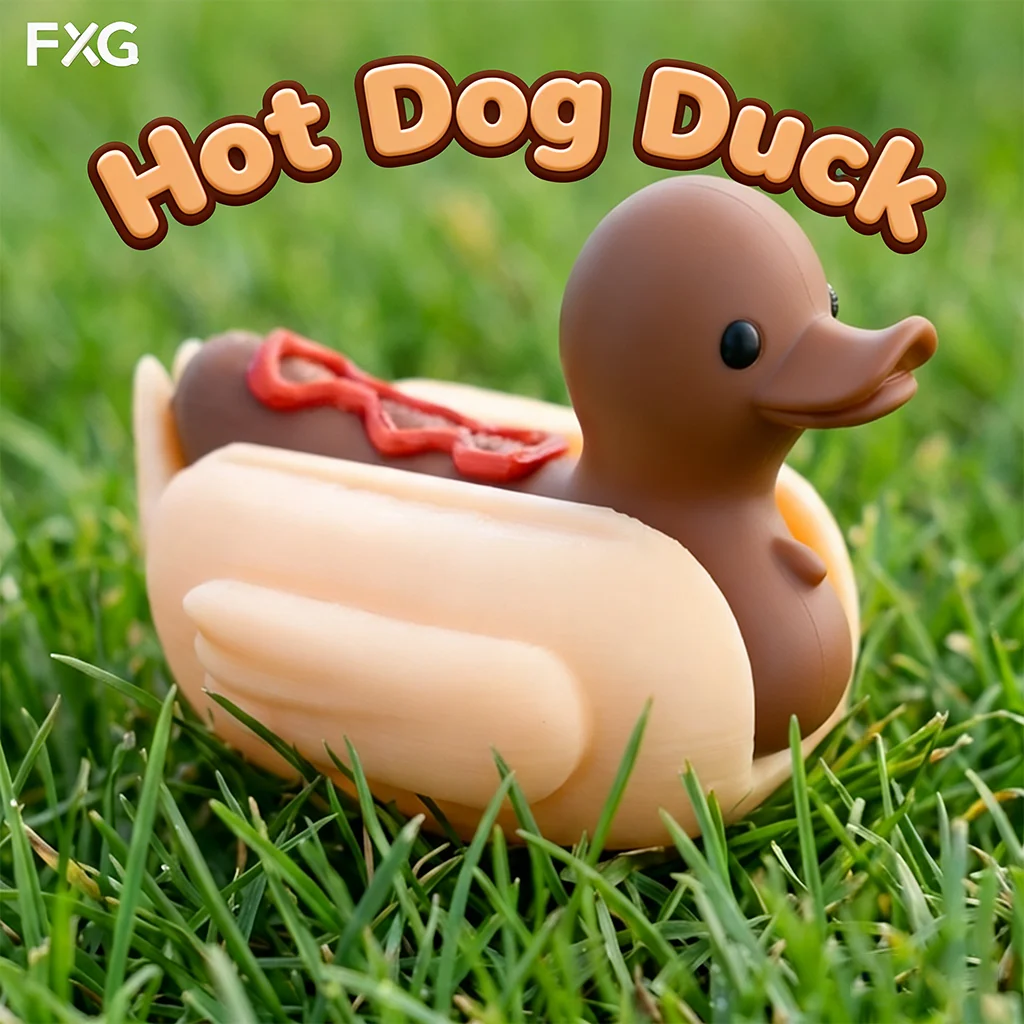 Hot Dog Duck Decorative Ornament, Collectible Figurine, Home Room Shelf Decor Accent, Desk Tabletop Decoration