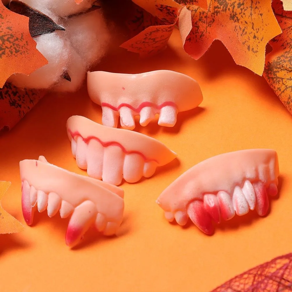 10 pz divertente dente falso denti finti scherzi giocattolo scherzo trucco puntelli giocattoli Horror dentiere Bucktooth Halloween Costume Party Decor