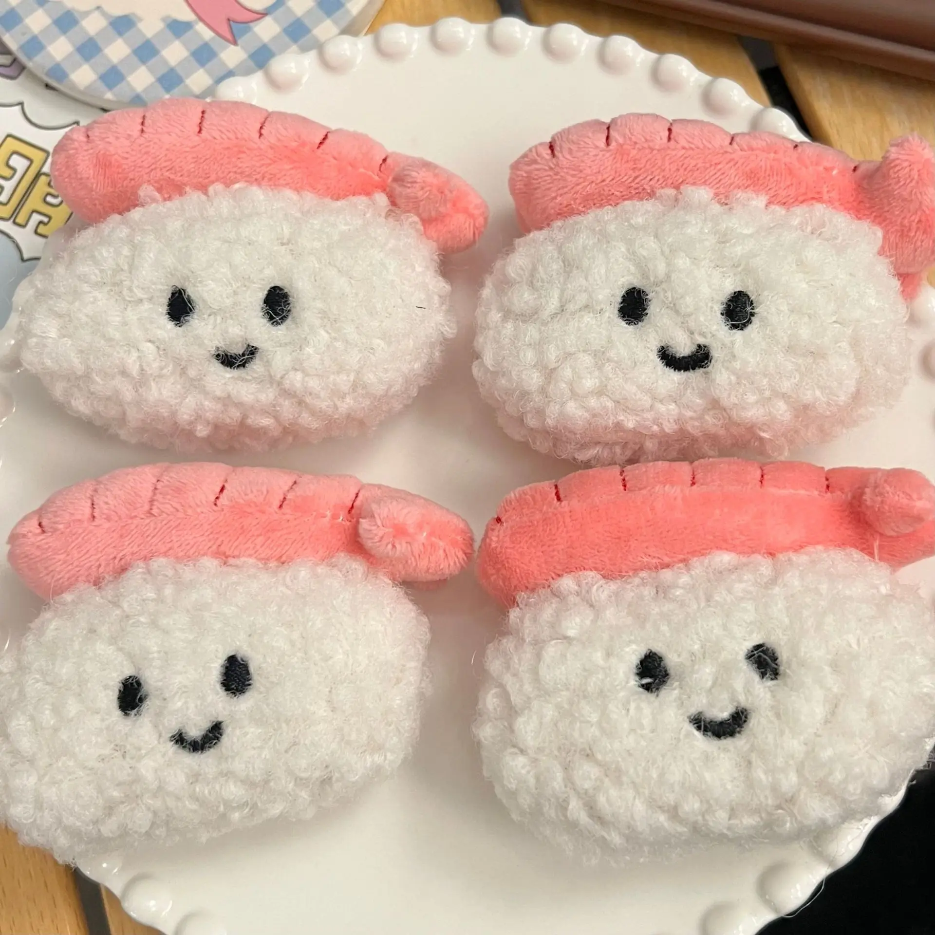 2pcs Cute sushi plush doll curly puppy clothing accessories shoes and socks accessories mobile phone case shoe buckle wholesale