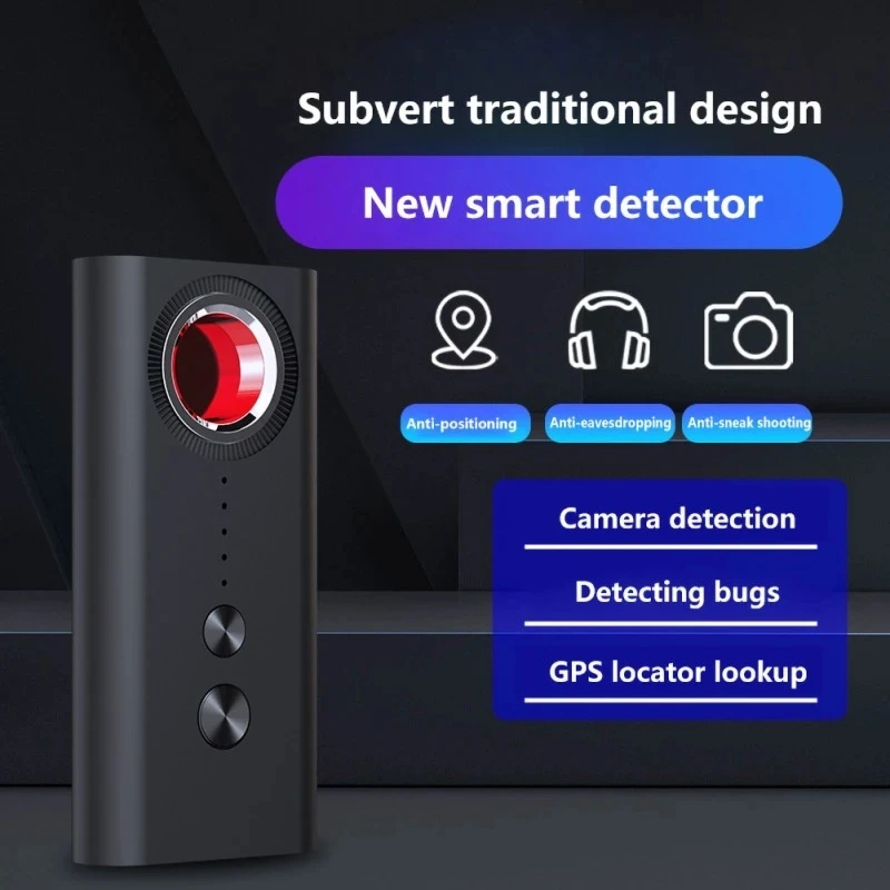 Gadgets de recherche de caméra cachée, support noir, objectif d\'espion, caméras d\'écoute électronique, traqueur GPS, détecteur de signal sonore