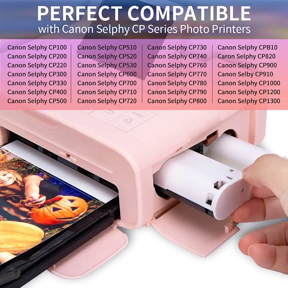 KP-108IN Compatible Canon Selphy CP1300 Ink and Paper Set 3 Color Ink Cartridges and 108 Sheets 4x6 Photo Paper Glossy KP-36IN