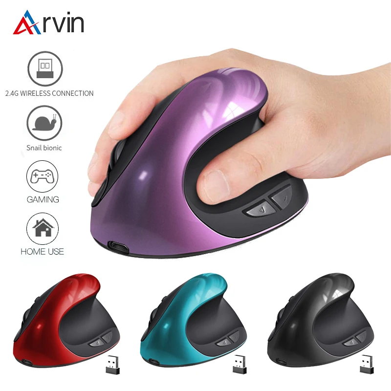 

Arvin 2.4G Wireless Vertical Mouse Ergonomic Upright Mice USB Chargeable PC Game Mouse 1600 DPI for PC Laptop Home Office Work