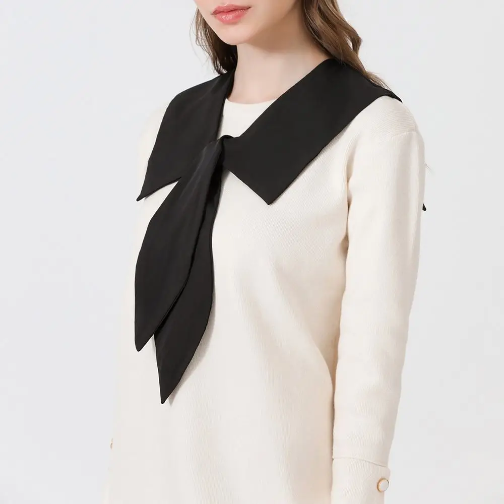 قميص نسائي قطني قابل للفصل بطية صدر ، ياقة مزيفة ، بلوزة كلاسيكية ، موضة ، عتيقة