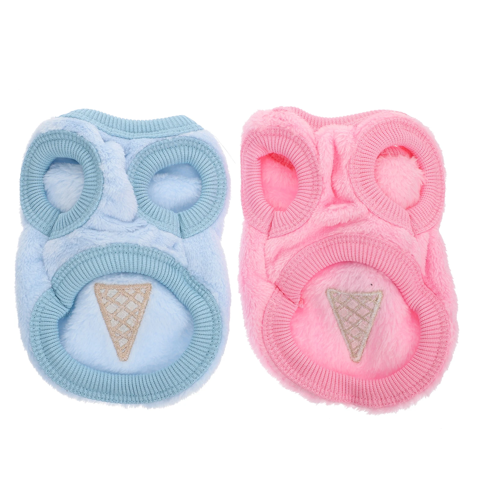 

2 Pcs Winter Coat Ice Cream Pattern Clothes for Bunny Rabbits Coral Fleece Pets Puppy