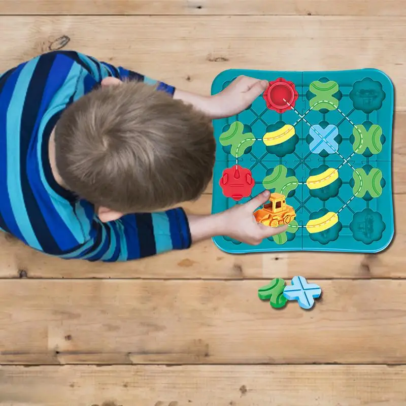 Labirinto per la costruzione della strada Blocchi ferroviari per auto Pista Giocattoli educativi per bambini Regalo per bambini Giocattoli per l'apprendimento dello stelo Gioco da tavolo logico per bambini