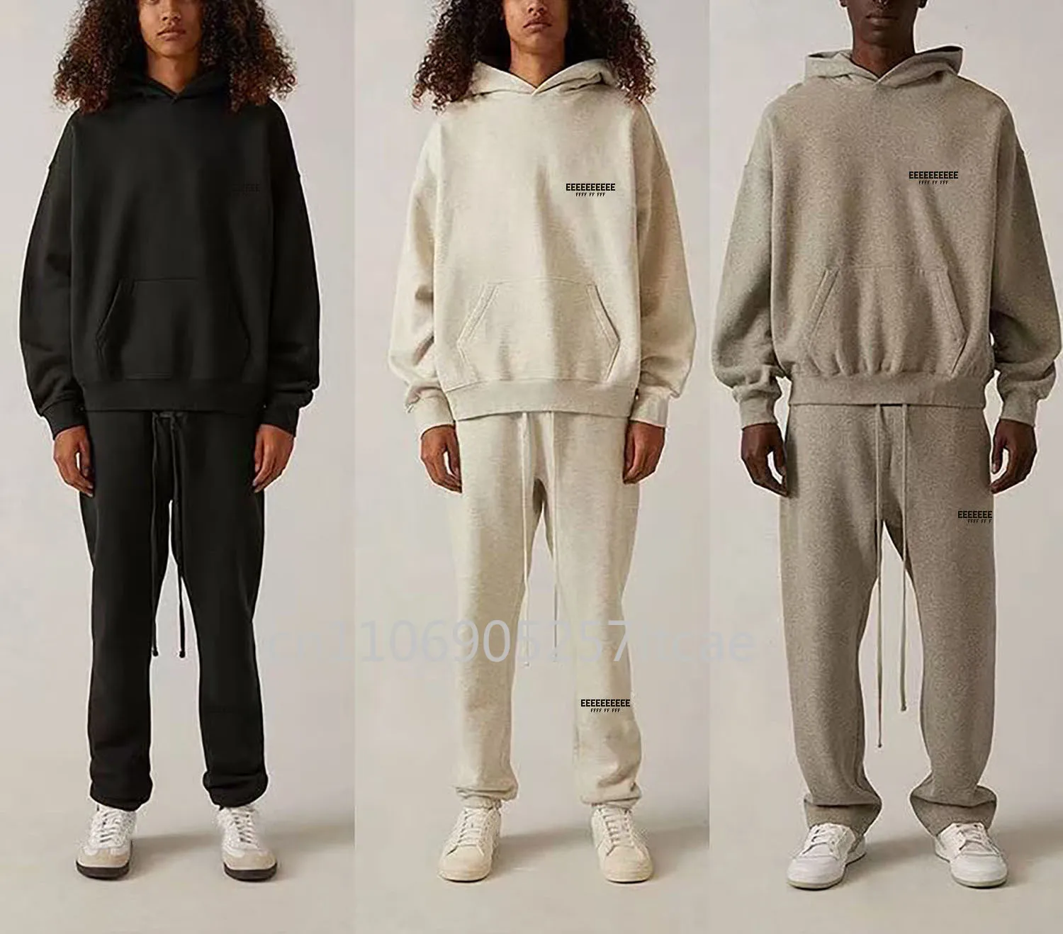 

SS22 Double Line Classic Brand Men's Sets Two Rows Flocking Letter Logo Sports Sets Designer Brand Couple Oversized Hoodie Sets