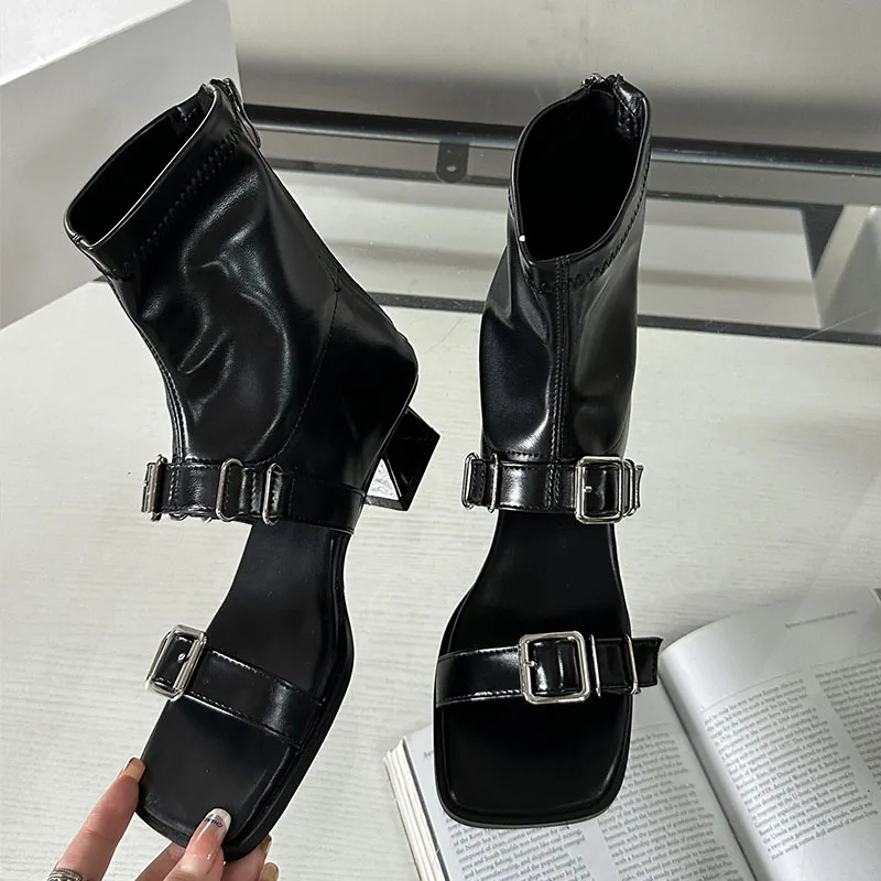 New Fashion Strange Heels Ladies Sandals Shoes Casual Female Zippers Footwear Black Women Gladiator Sandals Boots Pumps Shoes