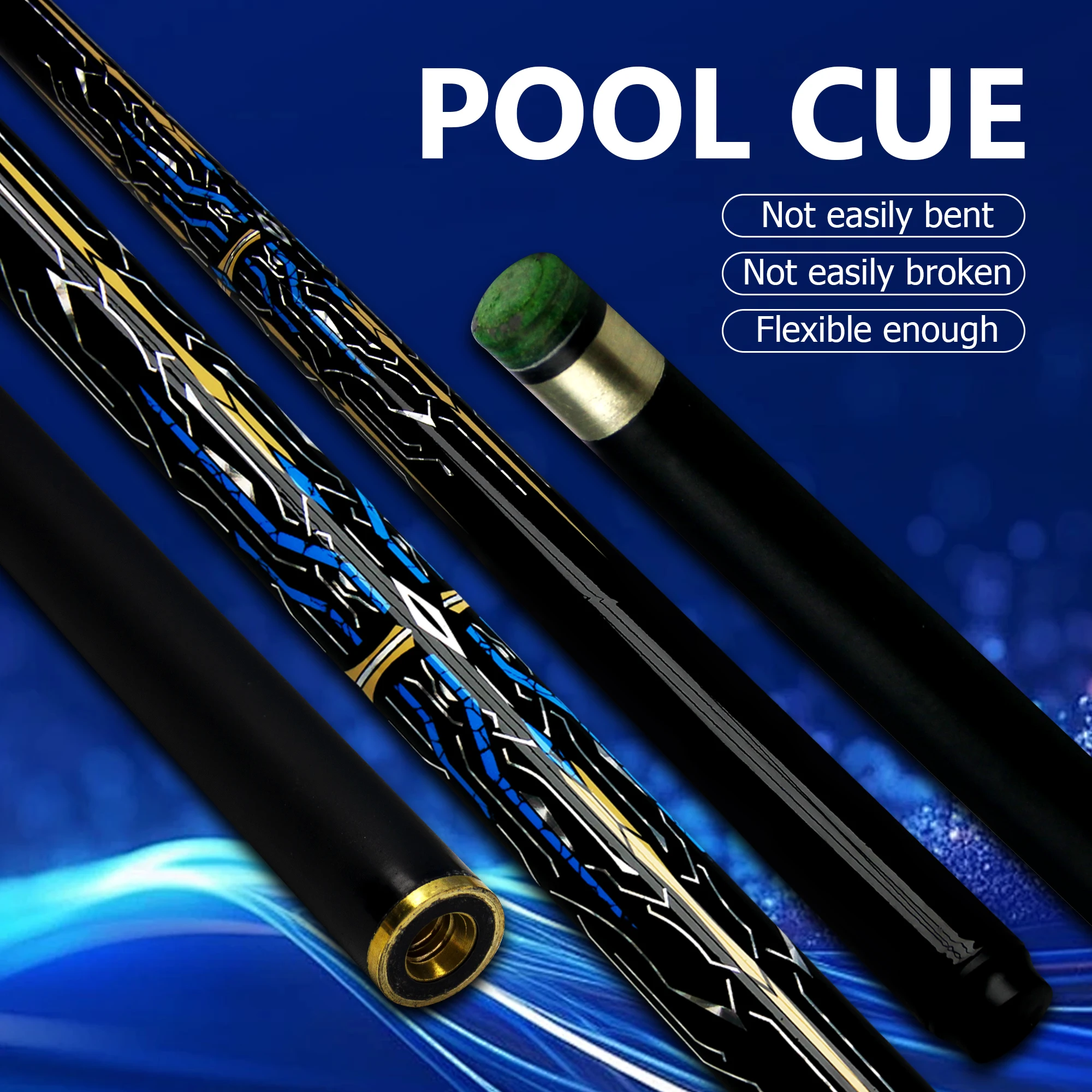 10mm Glass Fiber Cue Stick High Elasticity and Durable Billiard Cue with Unique Trendy Pattern Design Eight-Ball