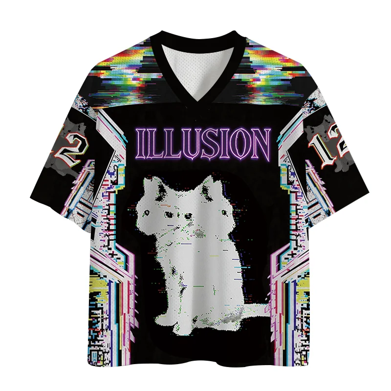 New Sports Mesh Jersey,QuickDrying Sports Short Sleeved Jersey,Upgraded Fabric,Mesh Knitted Fabric,Cute Cat Emoji Pack,Y2K Trend
