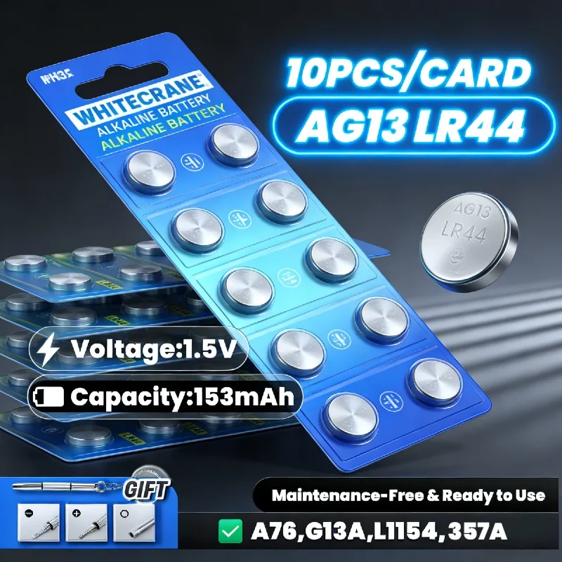 

1.5V AG13 LR44 Button Batteries LR44 357 357A A76 L1154 SR44 G13A AG14 Alkaline Coin Cell for Watch Car Key Toy Calculator