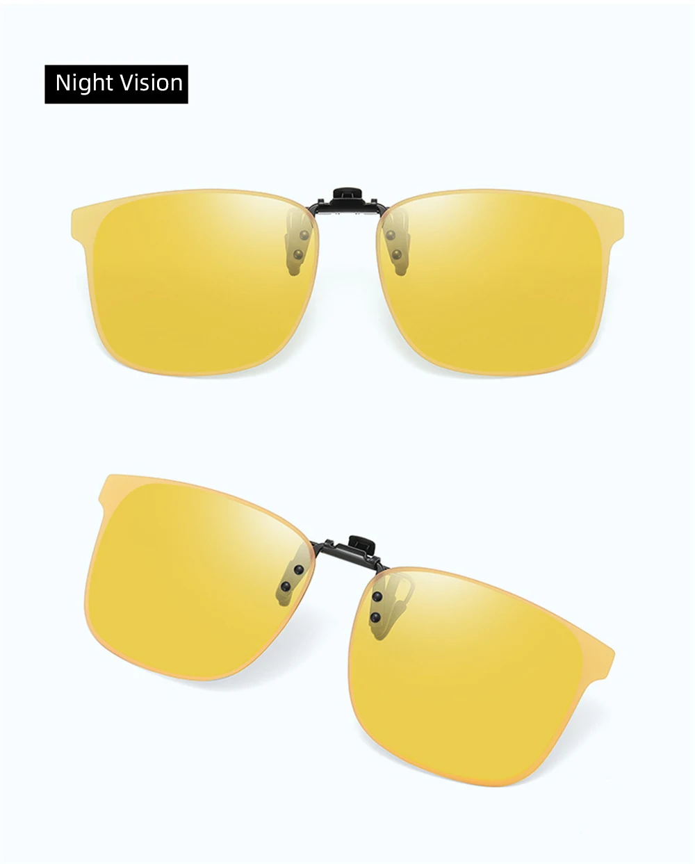 VIVIBEE Polarisierte, aufklappbare, randlose Sonnenbrille zum Aufstecken, blendfreie, quadratische Brille für Nachtfahrten, UV-Brille – Detail 11