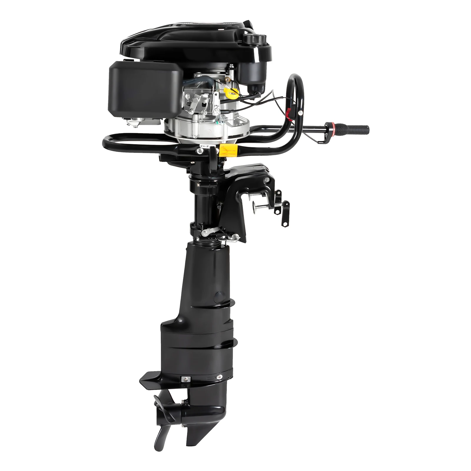 7.5HP 4 Stroke Outboard Motor 196CC 3600RPM Gas Engine Heavy Duty Marine Inflatable Fishing Boat Engine with Air Cooling System