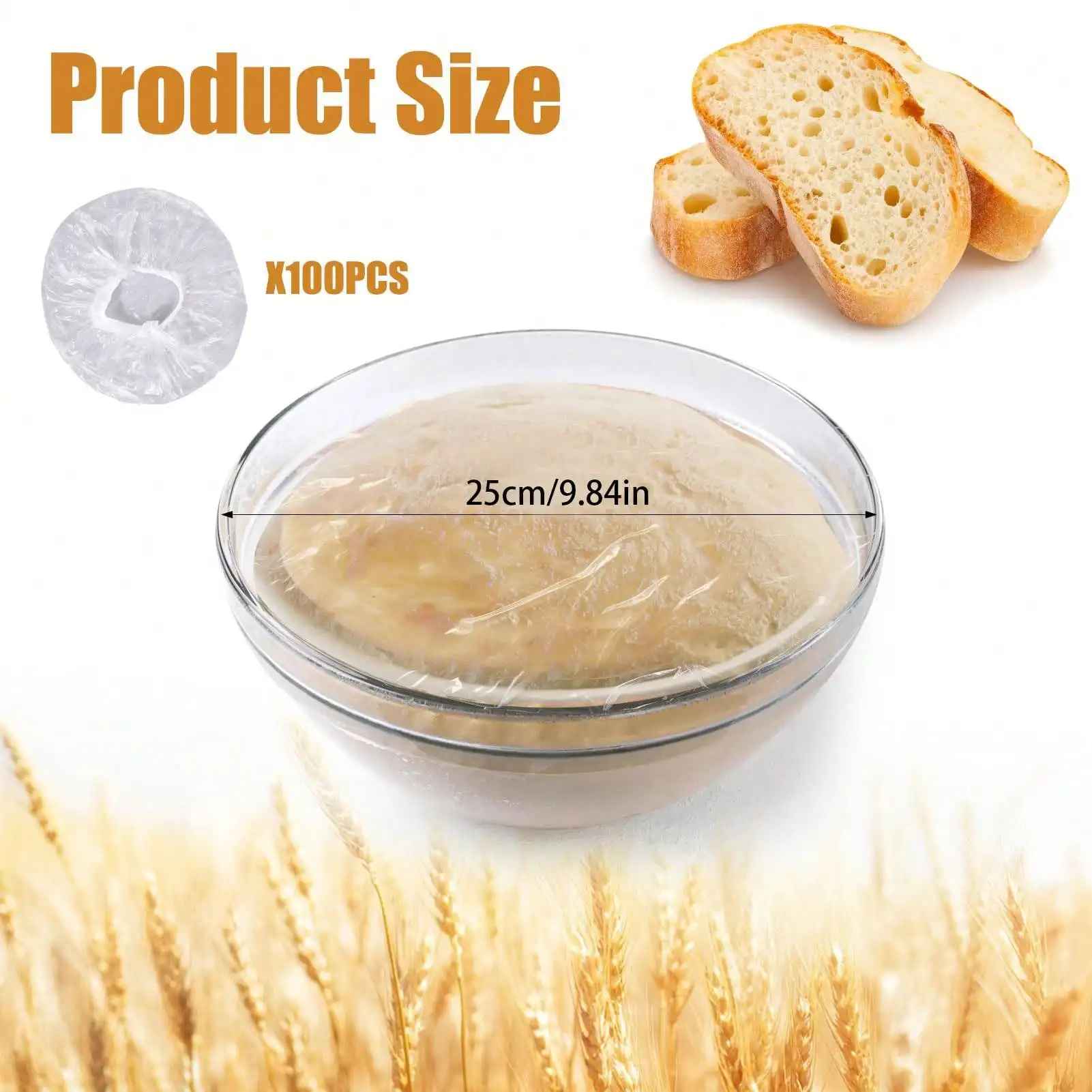 100pcs Bowl Covers Bread Proofing Plastic Wrap for Food Sourdough Bread Baking Rising Elastic Reusable Plate Covers  Fresh bags