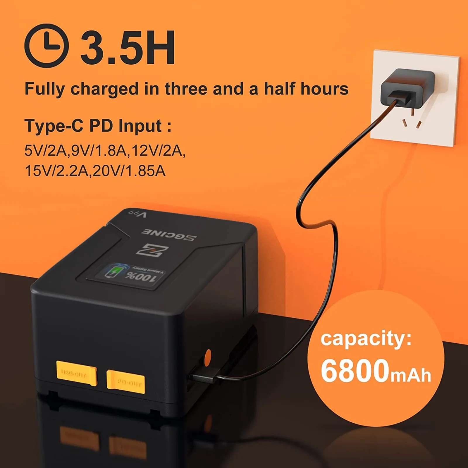 ZGCINE ZG-V99 فولت جبل بطارية 99Wh 14.8 فولت 6800 مللي أمبير بطارية ليثيوم أيون قابلة للشحن للضوء المستمر Aputure Amaran 60D/60X DSLR