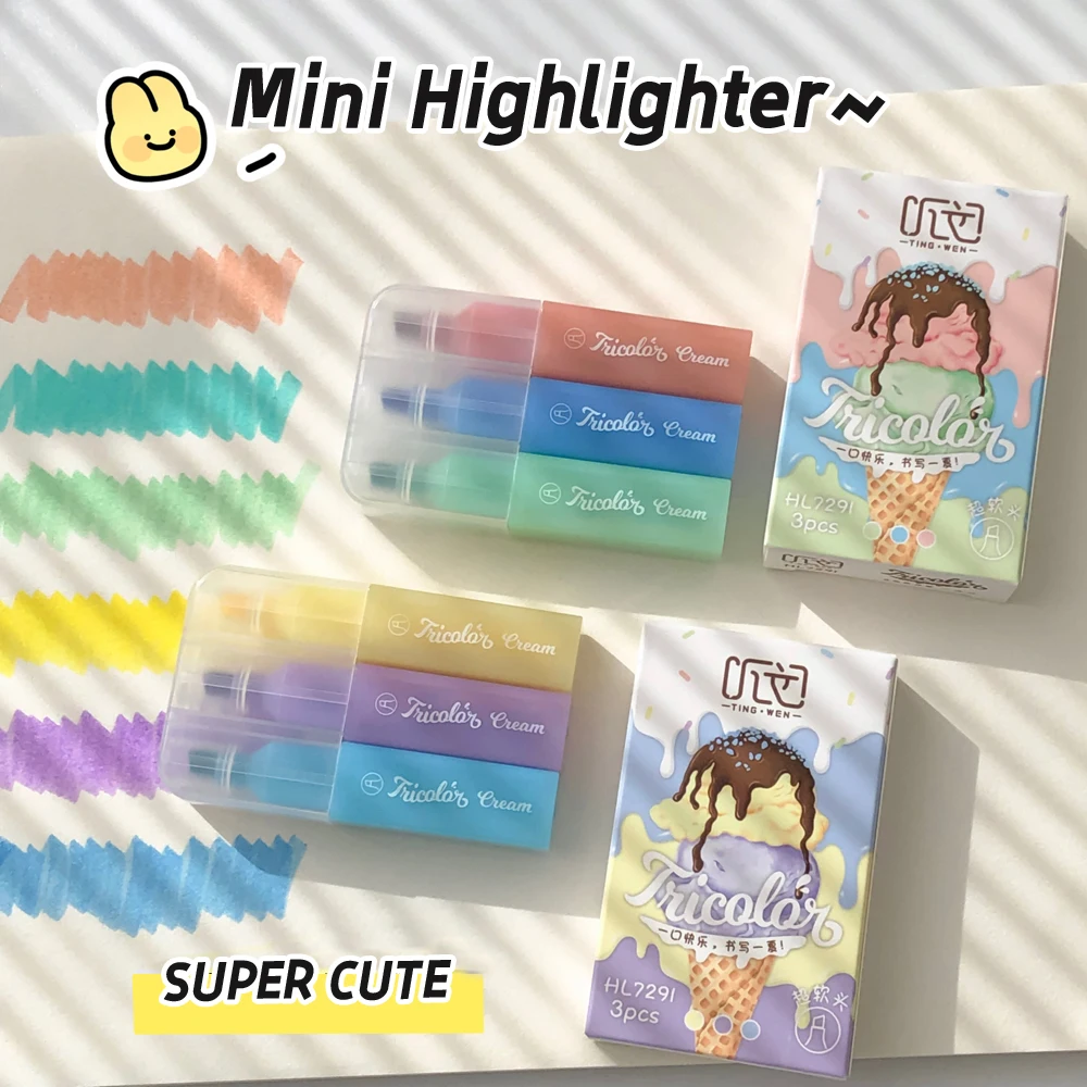 

Cute Mini Soft Tip Fluorescent Pen Chiseled Head Eye Protection Pastel Colors Highlighters for Drawing Journaling Note Taking