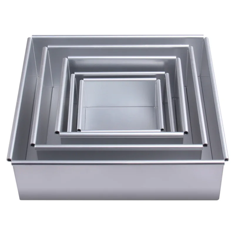 Square Cake Pan with Removable Bottom Anodized Aluminum Wedding Birthday Baking Cake Tin Cheesecake Pan Chiffon Mold stencil