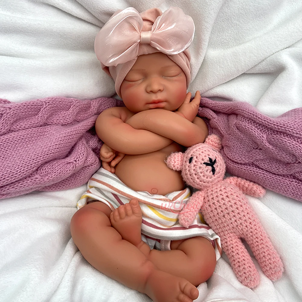 Lifelike 17" Handmade Painted Silicone Reborn Baby Dolls Open Mouth Newborn Sleeping Girl Real Life Soft Weighted Body Gift Toy