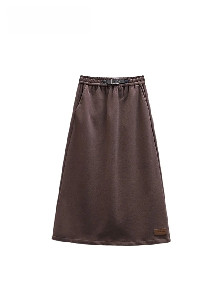 

plus Size Woolen A-Line Skirt Women's Spring Faion Slimming Design Cara CLUB Big Size Polyester Fiber Winter Thiened