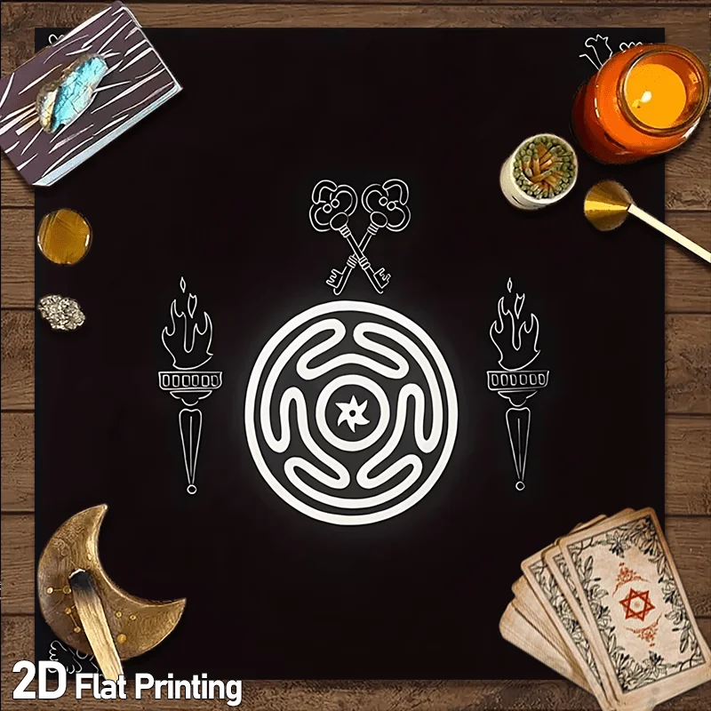 Tarot Cloth Neutral Tarot Cloth Astrology Sun Key of Hecate Strophalus Altar Cloth | Triple Muse Torch 100% Polyester Square
