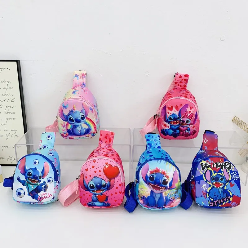 

Cartoon Disney Stitch Chest Bag Fashion Crossbody Bag Cute Waist Storage Pouch Zipper Coin Purse creativity festival Gifts