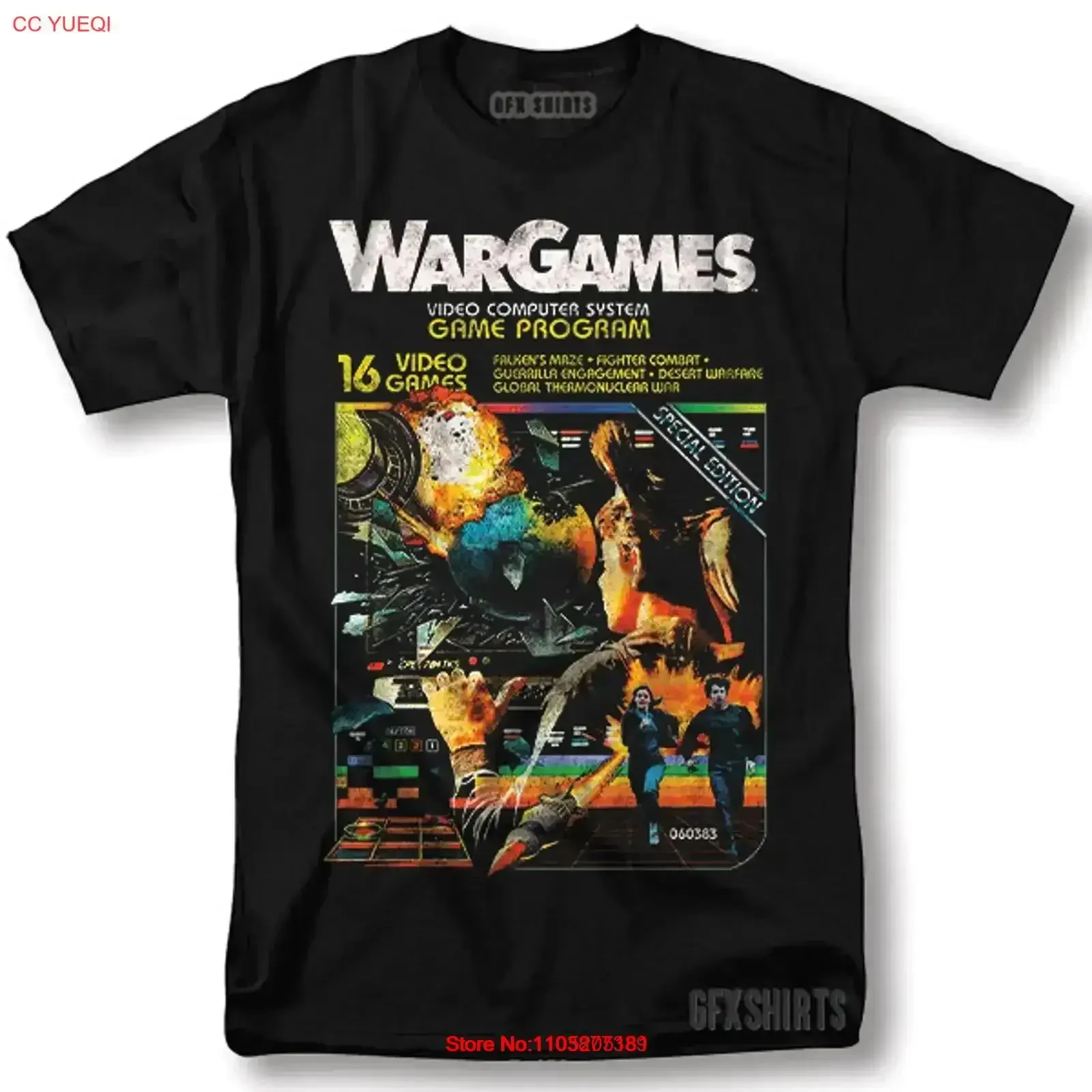 Wargames T Shirt Classic Movie Poster Vintage Design Washed fashion Casual Top For Everyday Wear homme vintage Washed Slightly