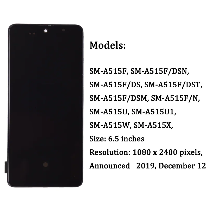 Super AMOLED для Samsung A51 LCD A515 A515F A515F/DS A515FD, ЖК-дисплей, сенсорный экран с рамкой, дигитайзер в сборе