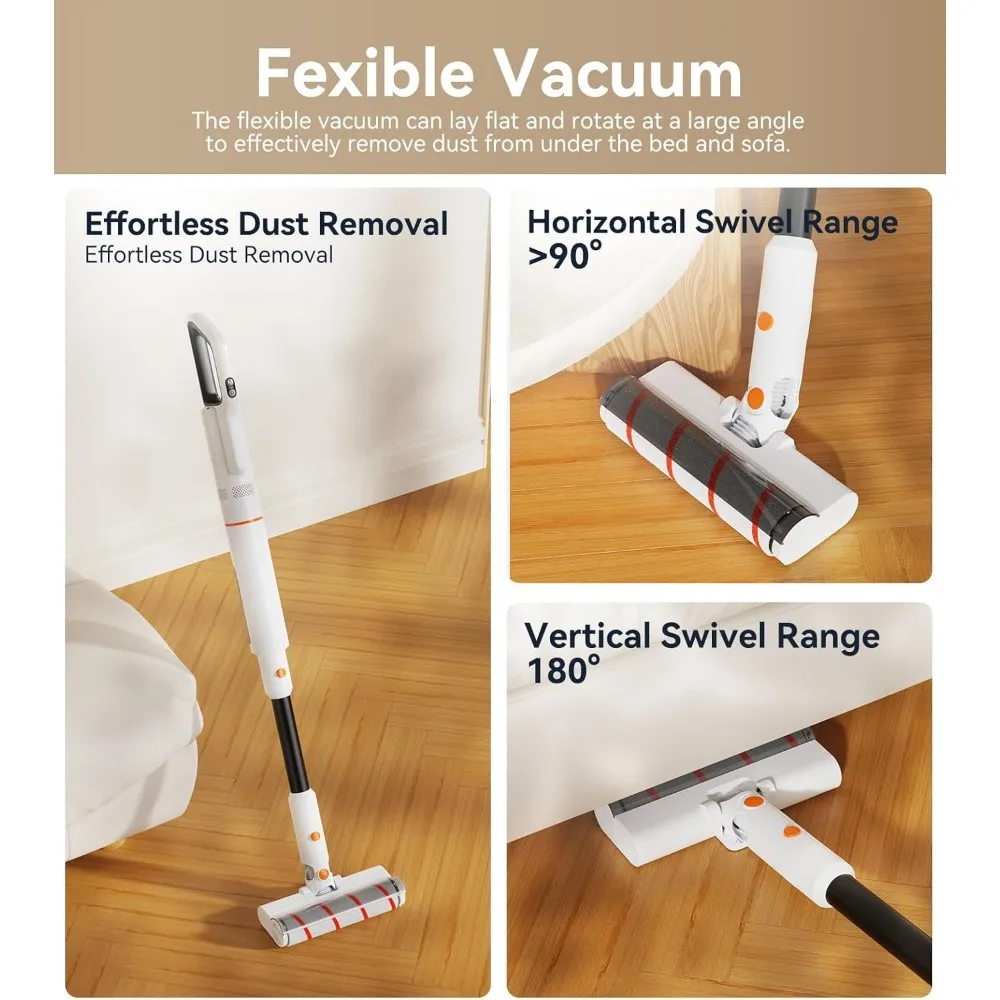 Беспроводной пылесос 4-в-1 для влажной и сухой уборки с мощностью всасывания 17000 Па, функциями самоочистки и автоматической сушки